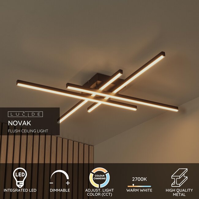 NOVAK - Plafonnier - LED Dim. - CCT - 1x42W 2700K/4000K - Noir - 78100/42/30