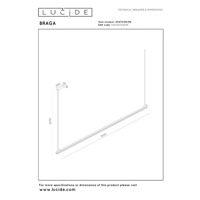 Premium BRAGA - Hanglamp - LED Dimb. - CCT - 1x36W 2700K/4000K - Koffie - 23472/36/96