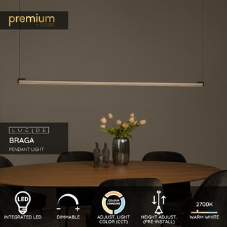 Lucide Premium Premium BRAGA - Hanglamp - LED Dimb. - CCT - 1x36W 2700K/4000K - Koffie