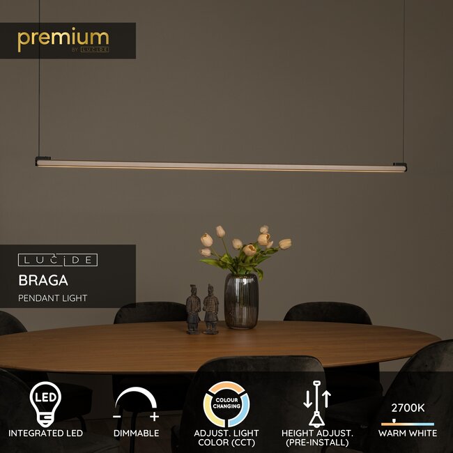Premium BRAGA - Hanglamp - LED Dimb. - CCT - 1x36W 2700K/4000K - Koffie - 23472/36/96