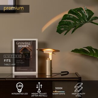 Lucide Premium Premium FITS - Lampe de table - Ø 20 cm - LED - 1x7W 3000K - Or mat / Laiton