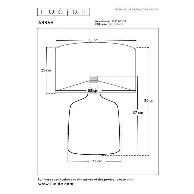 Premium ARRAH - Tafellamp - Ø 35 cm - 1xE27 - Naturel - 10553/81/73