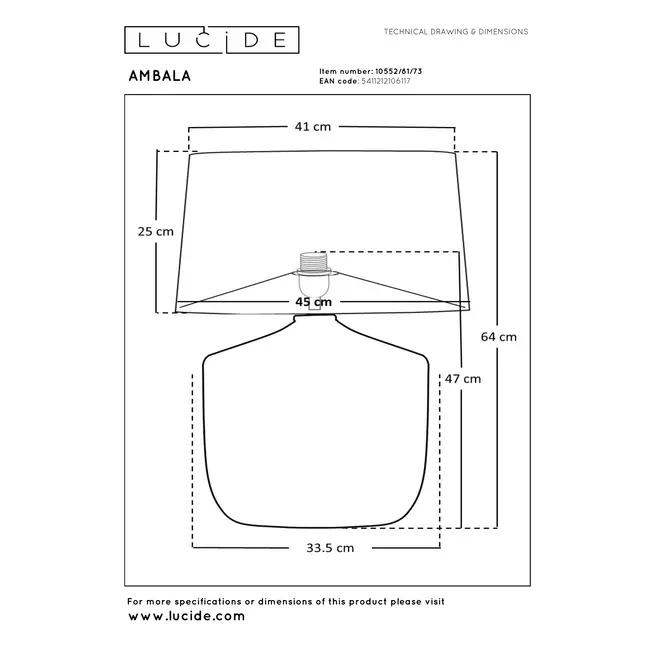 Premium AMBALA - Tafellamp - Ø 45 cm - 1xE27 - Naturel - 10552/81/73