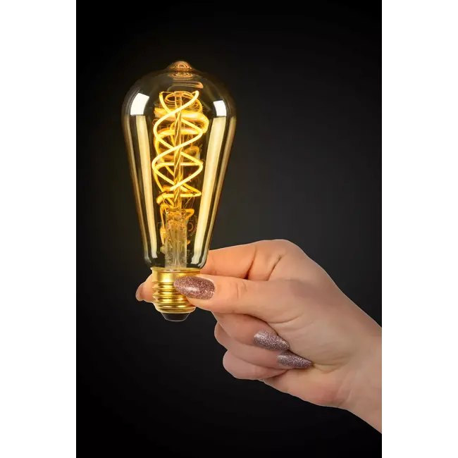 ST64 TWILIGHT SENSOR - Filament lamp - Ø 6.4 cm - LED - E27 - 1x4W 2200K - Day/night sensor - Amber - 49034/04/62