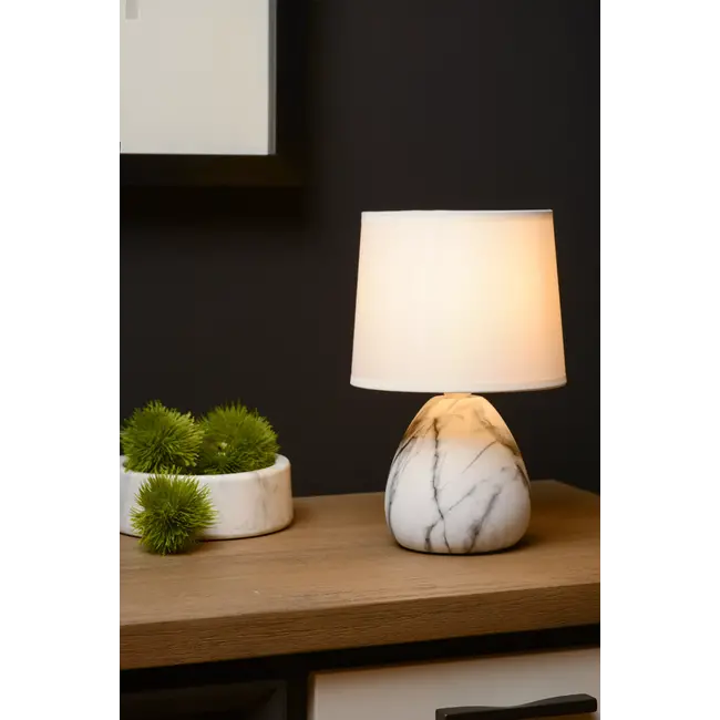 MARMO - Lampe de table - Ø 16 cm - 1xE14 - Blanc - 47508/81/31
