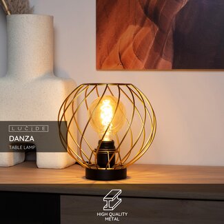 Lucide DANZA - Lampe de table - Ø 25 cm - 1xE27 - Or mat / Laiton