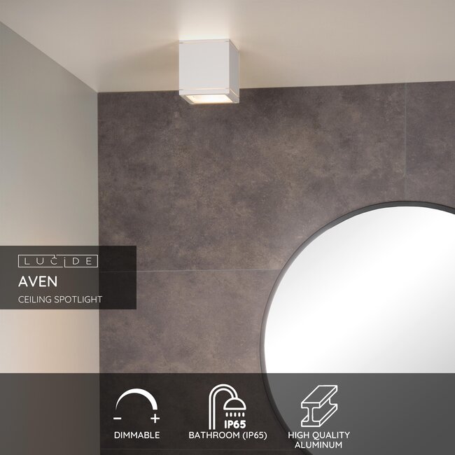 AVEN - Plafondspot Badkamer - 1xGU10 - IP65 - Wit - 22963/01/31
