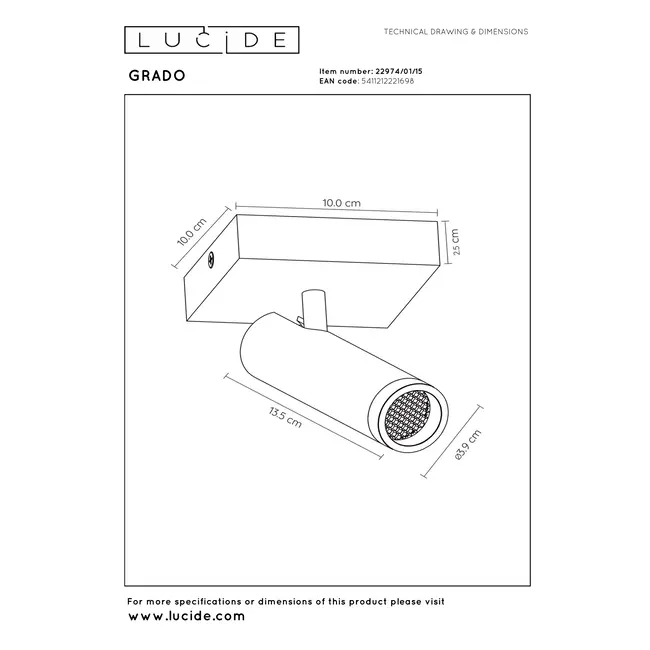 GRADO - Spot de plafond - 1xGU10 (MR11) - Fonte grise - 22974/01/15