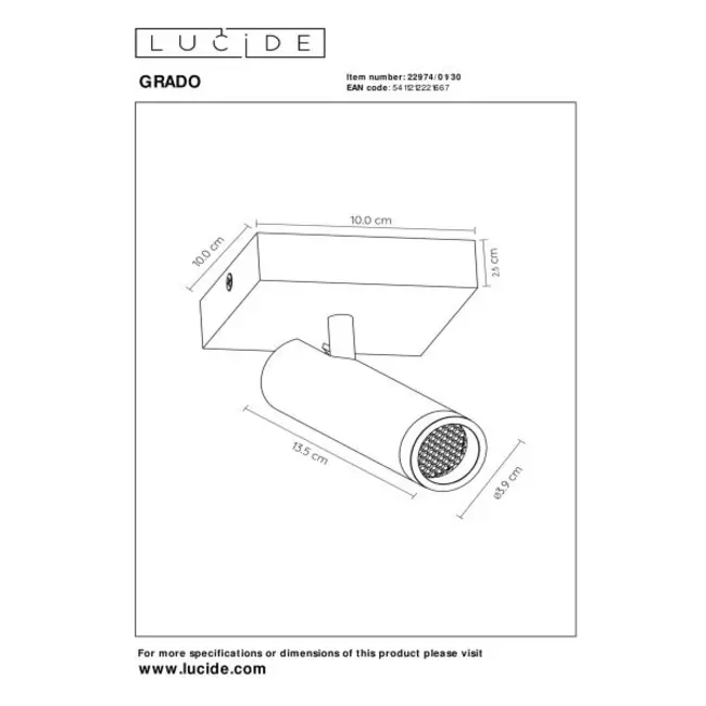 GRADO - Plafondspot - 1xGU10 (MR11) - Zwart - 22974/01/30
