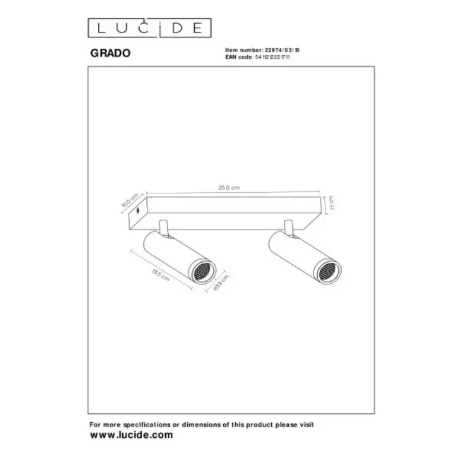 GRADO - Ceiling spotlight - 2xGU10 (MR11) - Grey iron - 22974/02/15