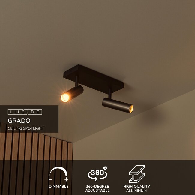 GRADO - Ceiling spotlight - 2xGU10 (MR11) - Grey iron - 22974/02/15