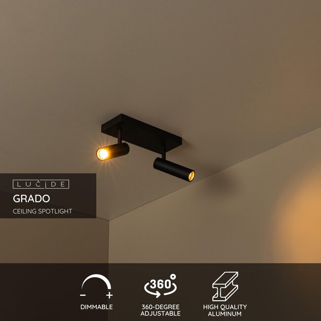 GRADO - Spot de plafond - 2xGU10 (MR11) - Noir - 22974/02/30