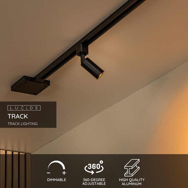 TRACK RITMO Railspot - 1-fase Railsysteem / Railverlichting - 1xGU10-MR11 - Zwart (Uitbreiding) - 09960/01/30