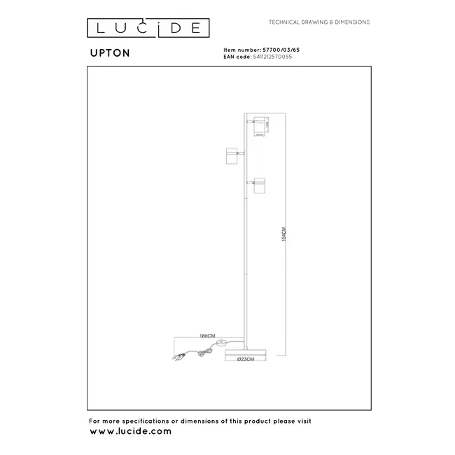 UPTON - Floor lamp - 3xGU10 - Smoke - 57700/03/65