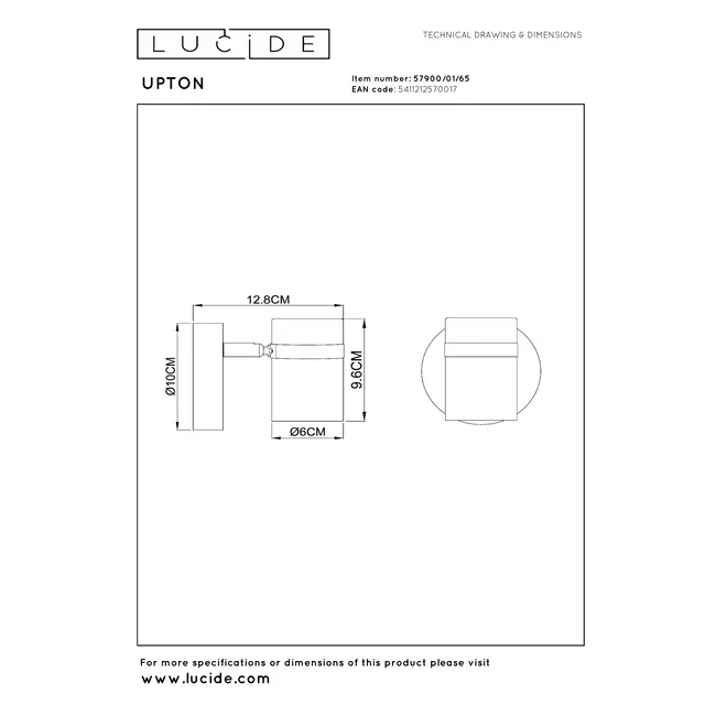 UPTON - Ceiling spotlight - 1xGU10 - Fumé - 57900/01/65