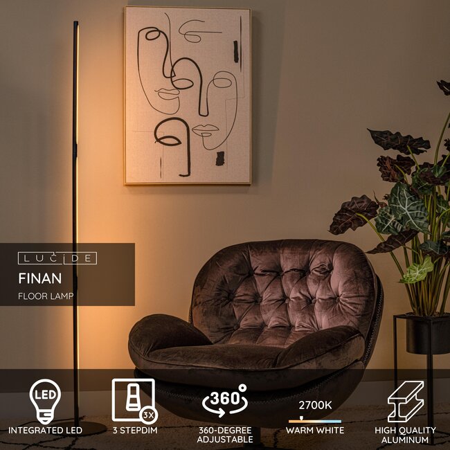 FINAN - Floor lamp - LED 3 StepDim - 1x32W 2700K - Black - 68710/33/30