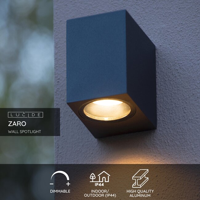 ZARO - Wandspot / Wandlamp Binnen/Buiten - 1xGU10 - IP44 - Zwart - 69800/01/30