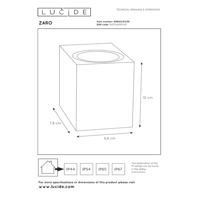 ZARO - Wall spot / Wall lamp Indoor/Outdoor - 1xGU10 - IP44 - Black - 69800/01/30