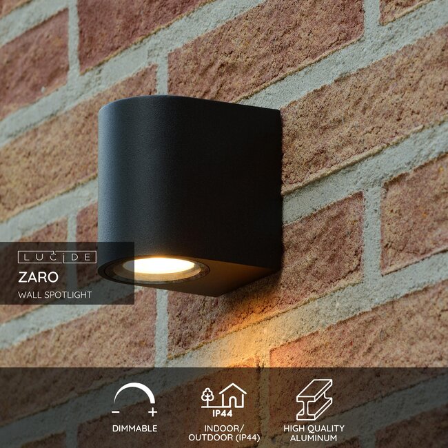 ZARO - Spot mural / Applique murale Intérieur/Extérieur - 1xGU10 - IP44 - Noir - 69801/01/30