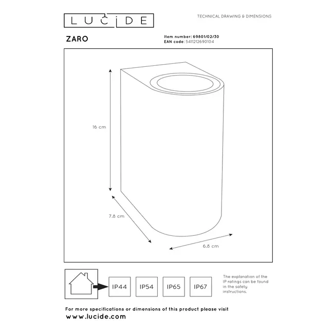 ZARO - Spot mural / Applique murale Intérieur/Extérieur - 2xGU10 - IP44 - Noir - 69801/02/30