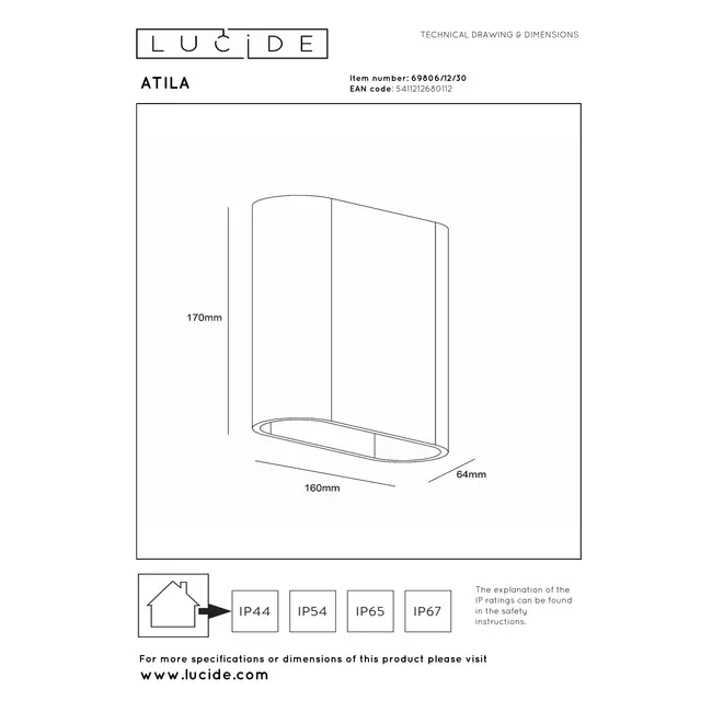 ATILA - Applique Intérieur/Extérieur - LED Dimb. - 2x5W 2700K - IP54 - Noir - 69806/12/30