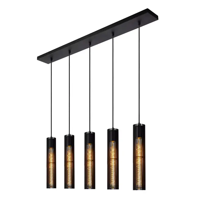LIONEL - Pendant lamp - 5xE27 - Black - 73406/05/30