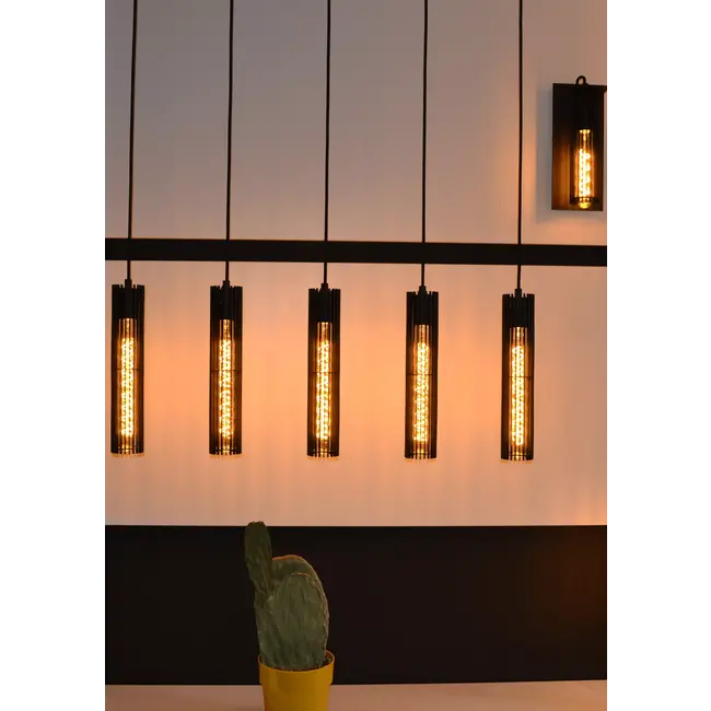 LIONEL - Hanglamp - 5xE27 - Zwart - 73406/05/30