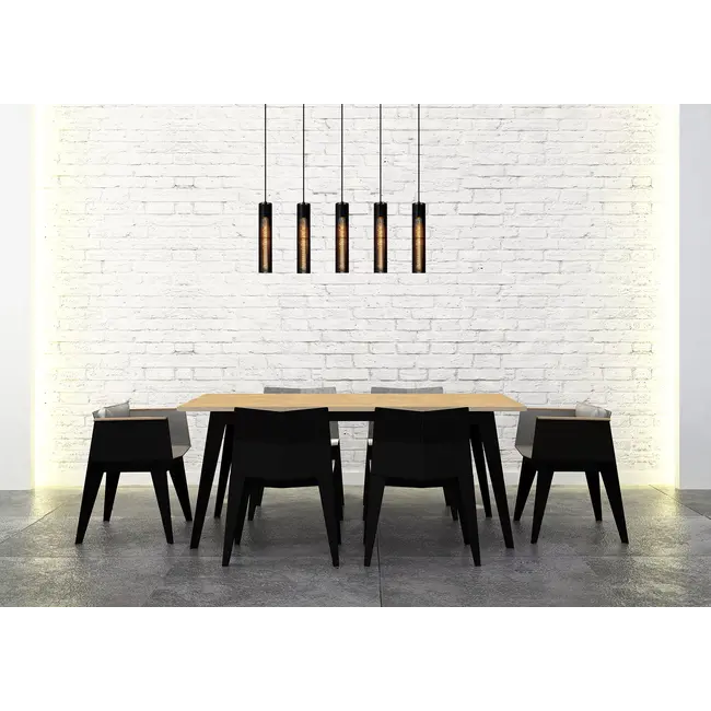 LIONEL - Pendant lamp - 5xE27 - Black - 73406/05/30