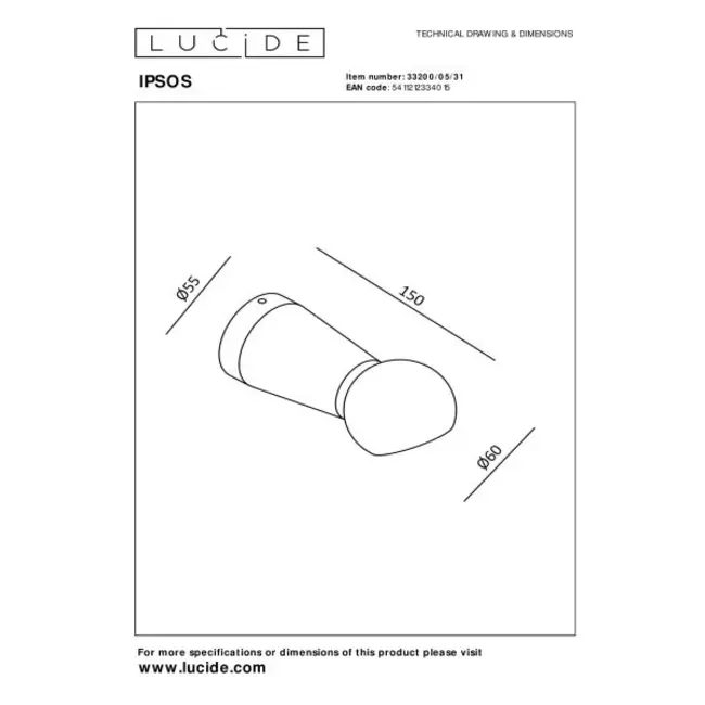 IPSOS - Wandlamp Badkamer - LED - 1x6W 2700K - IP54 - Wit - 33200/05/31