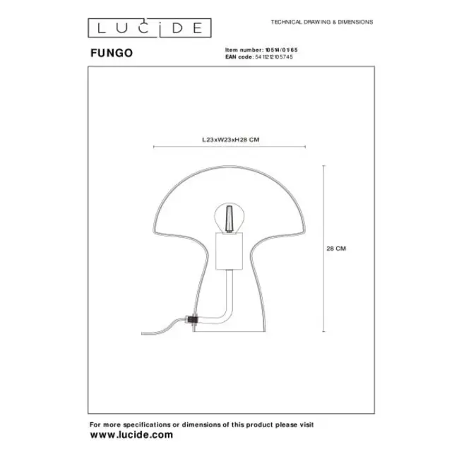 FUNGO - Table lamp - 1xE27 - Smoke - 10514/01/65