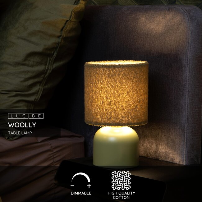 WOOLLY - Tafellamp - Ø 16 cm - 1xE14 - Groen - 10516/01/33