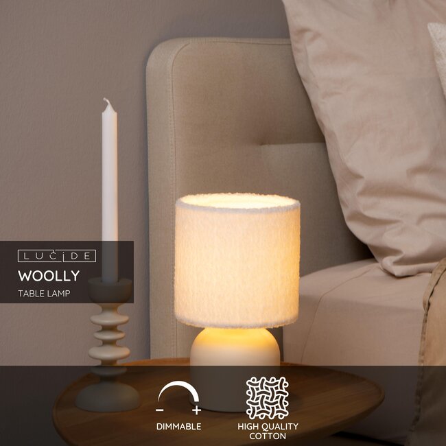 WOOLLY - Tafellamp - Ø 16 cm - 1xE14 - Beige - 10516/01/38