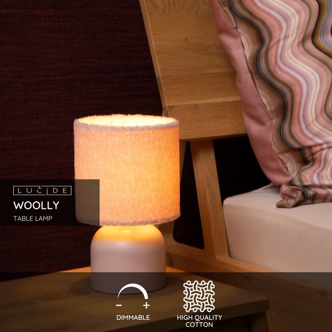 WOOLLY - Lampe de table - Ø 16 cm - 1xE14 - Rose - 10516/01/66