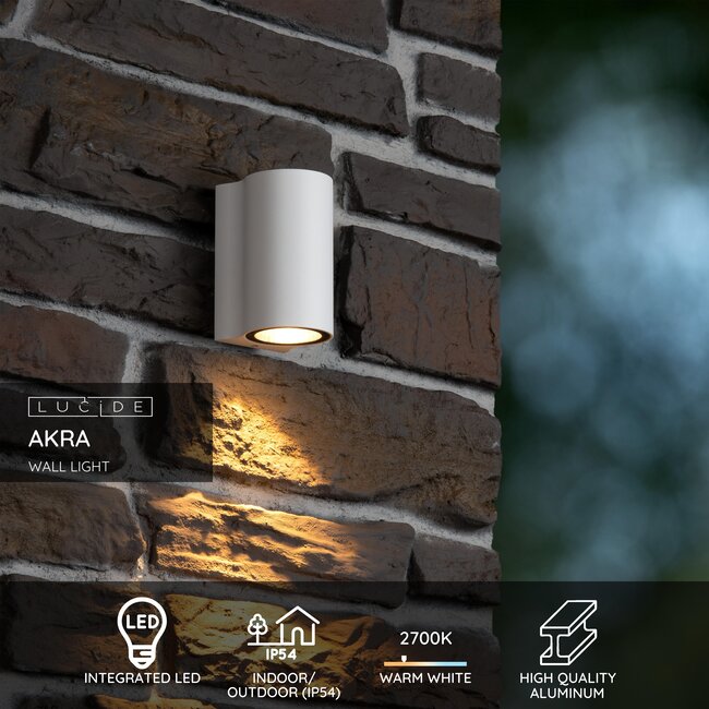 AKRA - Wall lamp Indoor/Outdoor - LED - 1x6W 2700K - IP54 - White - 33801/06/31