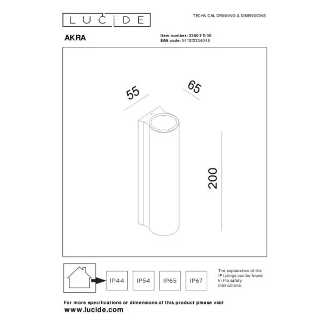 AKRA - Applique Intérieur/Extérieur - LED - 2x6,5W 2700K - IP54 - Noir - 33801/11/30