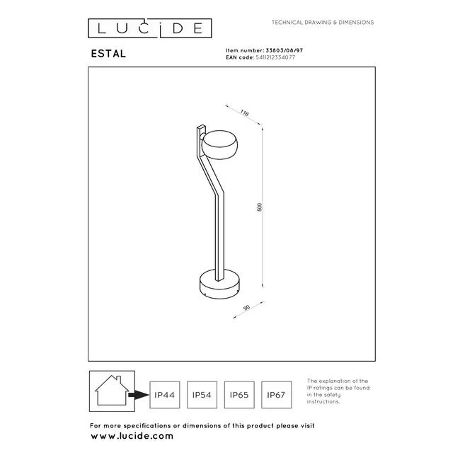 ESTAL - Lampadaire - LED - 1x9W 2700K - IP54 - Brun rouille - 33803/08/97