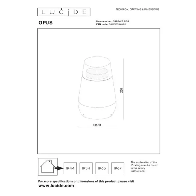 OPUS - Pedestal lamp - LED - 1x9W 2700K - IP54 - Black - 33804/05/30