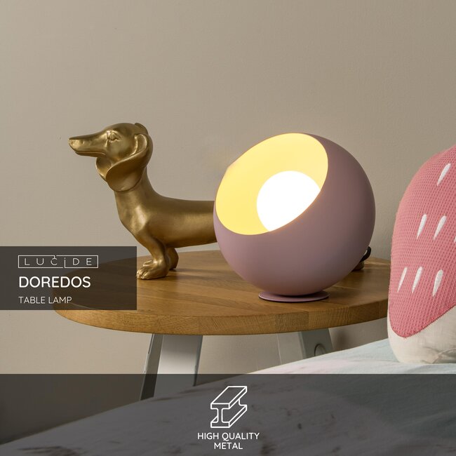 DOREDOS - Tafellamp - Ø 20 cm - 1xE27 - Roze - 51500/20/66
