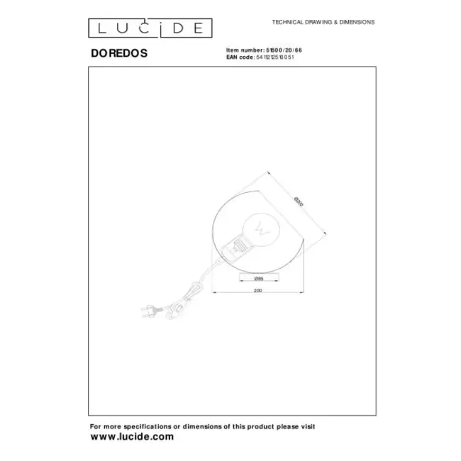 DOREDOS - Lampe de table - Ø 20 cm - 1xE27 - Rose - 51500/20/66