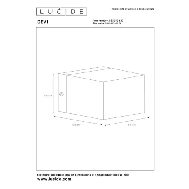 DEVI - Applique - 1xG9 - Noir - 09201/01/30