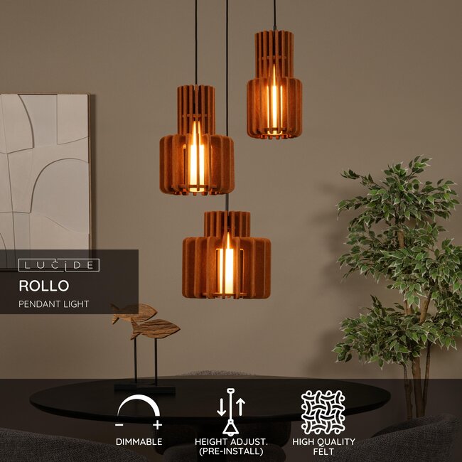 ROLLO - Pendant lamp - 3xE27 - Terracotta - 45491/13/55