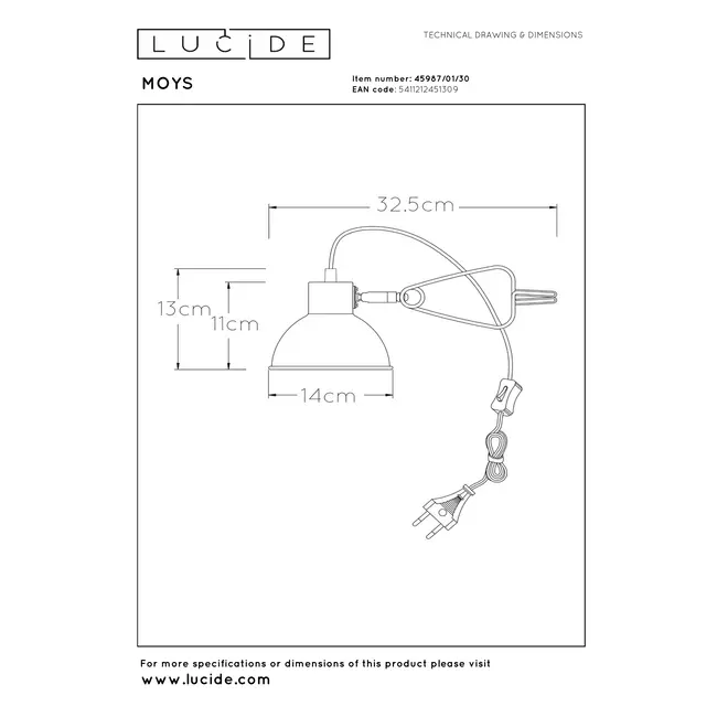 MOYS - Clamp lamp - 1xE27 - Black - 45987/01/30