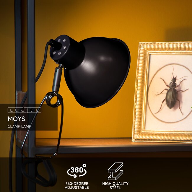 MOYS - Lampe à pince - 1xE27 - Noir - 45987/01/30