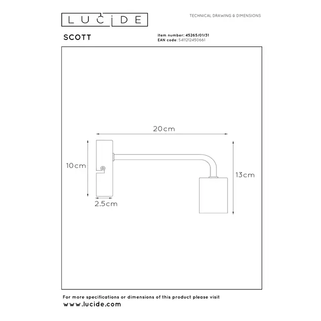SCOTT - Applique - 1xE27 - Blanc - 45265/01/31