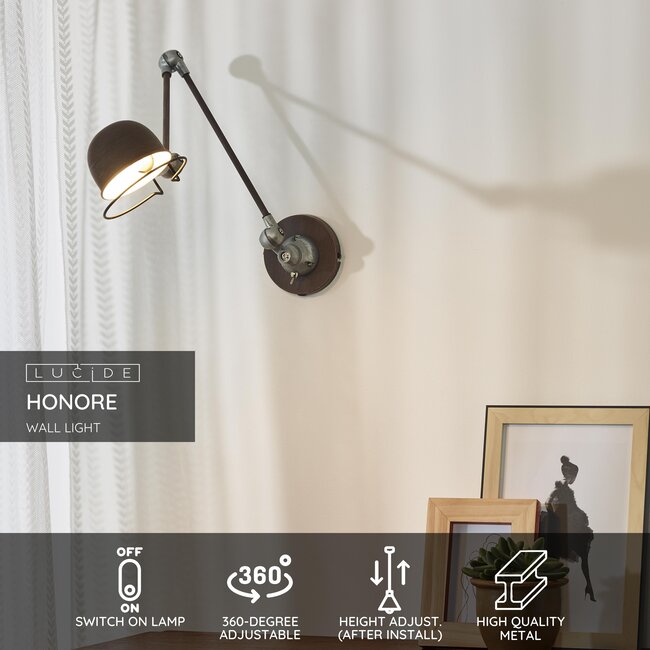 HONORE - Wall lamp - 1xE14 - Rust brown - 45252/11/97