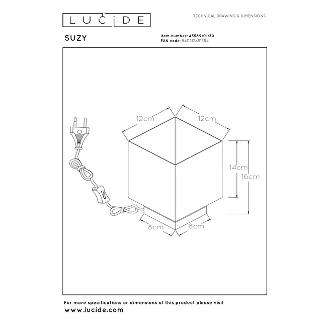 SUZY - Tafellamp - 1xE14 - Zwart - 45589/01/30
