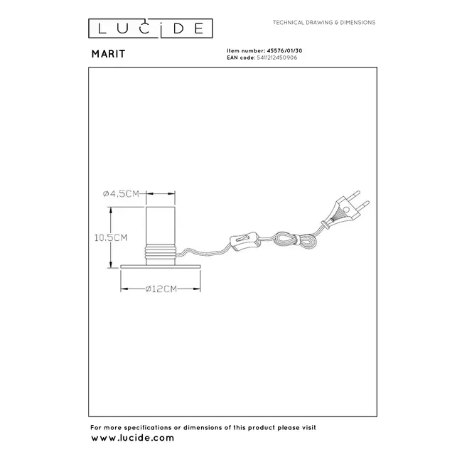 MARIT - Lampe de table - 1xE27 - Noir - 45576/01/30