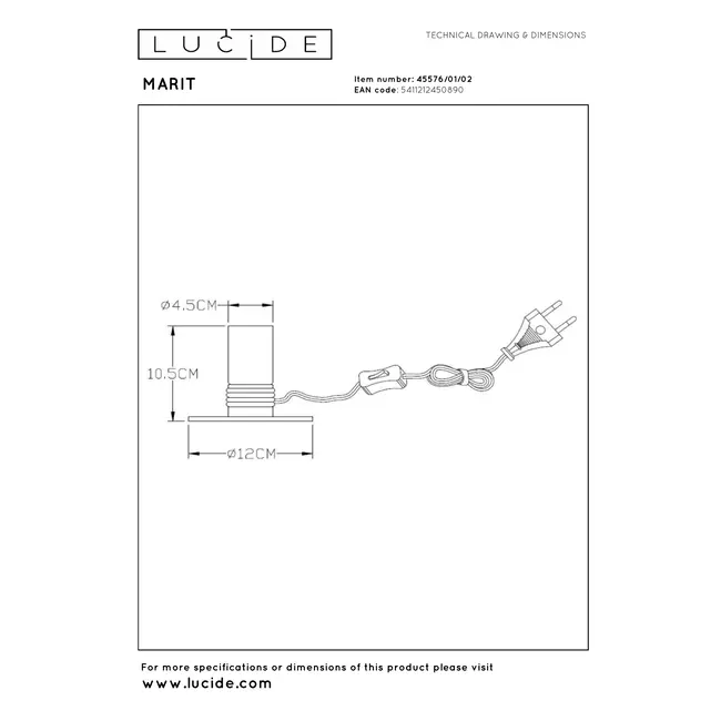 MARIT - Lampe de table - 1xE27 - Or mat / Laiton - 45576/01/02