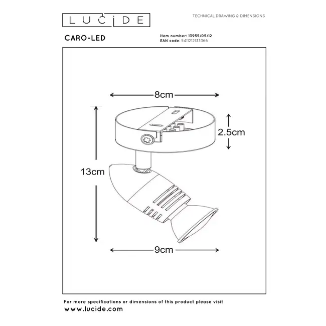 CARO-LED - Ceiling spotlight - Ø 9 cm - LED - GU10 - 1x5W 2700K - Satin Chrome - 13955/05/12
