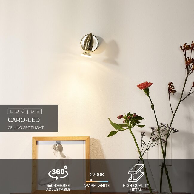 CARO-LED - Ceiling spotlight - Ø 9 cm - LED - GU10 - 1x5W 2700K - Satin Chrome - 13955/05/12